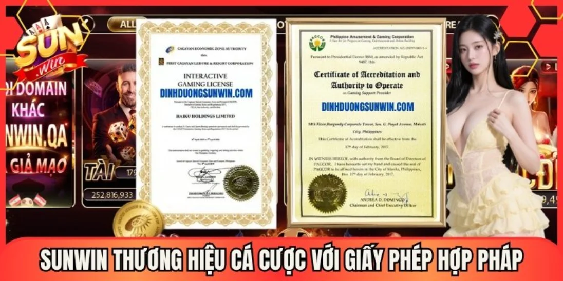 Sunwin thương hiệu cá cược với giấy phép hợp pháp